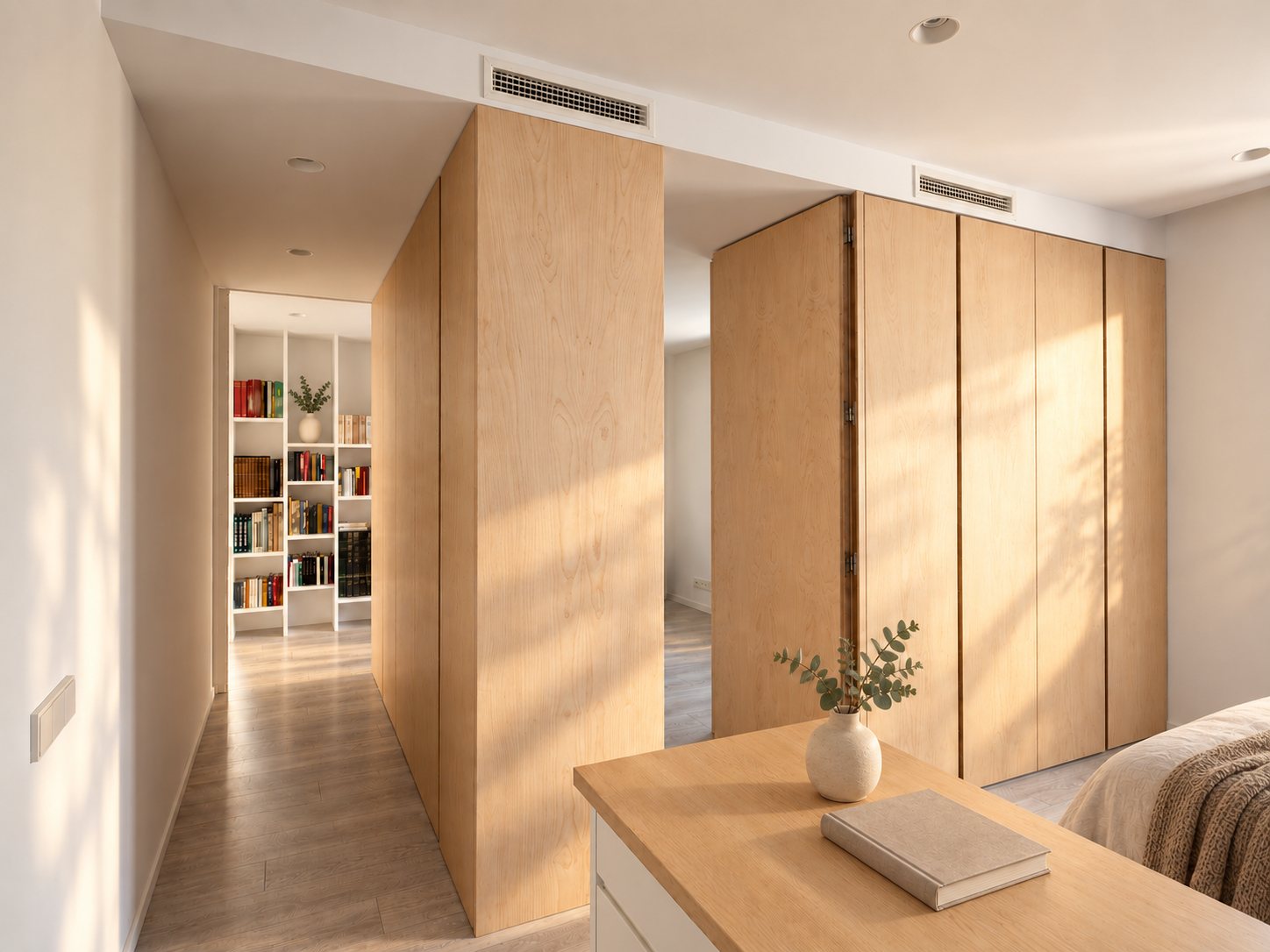 Volumen de armarios de arce que organiza el dormitorio, Rambla Brasil